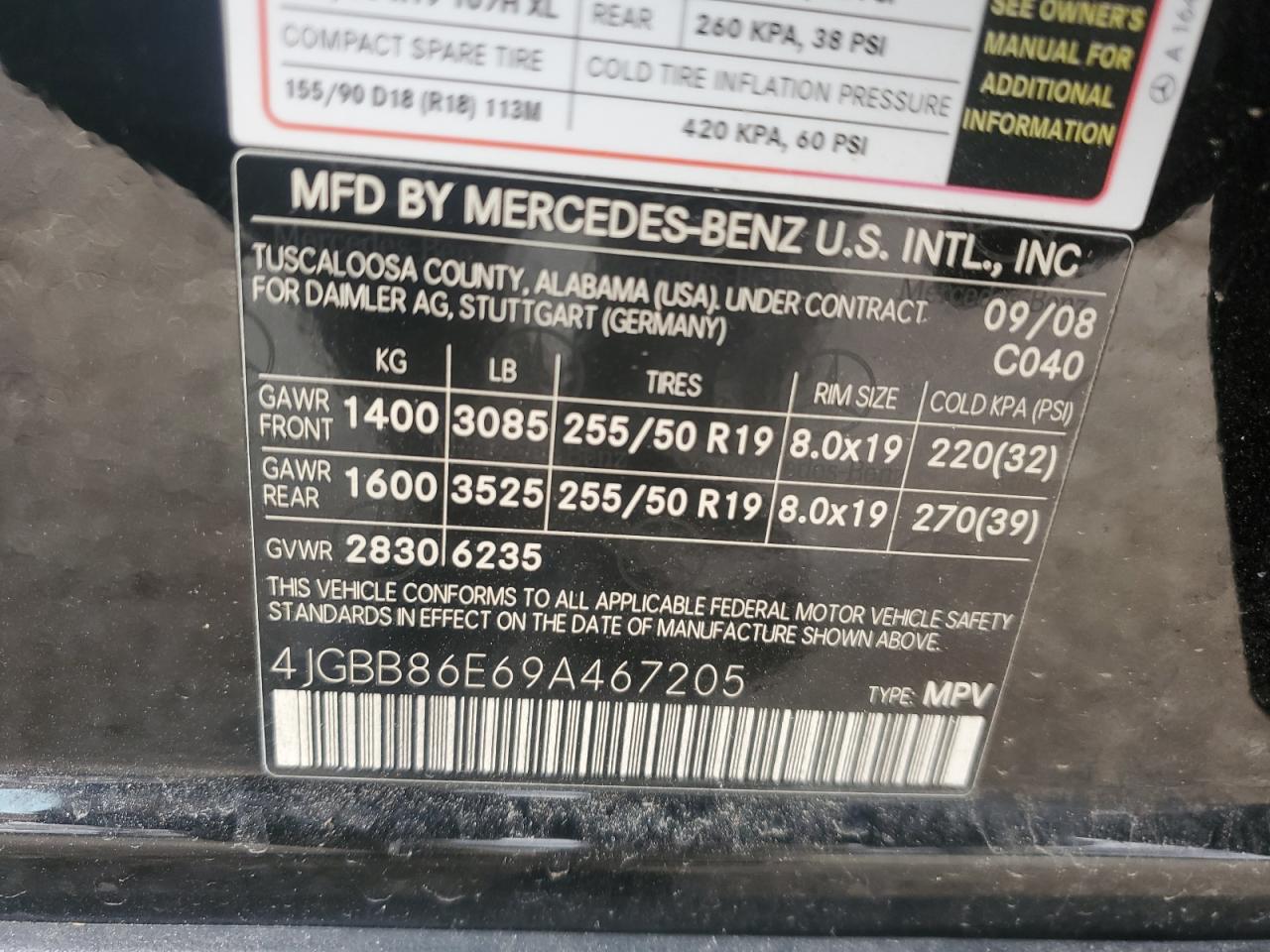 2009 Mercedes-Benz M-klasse VIN 4JGBB86E69A467205 Copart auction photo, undercarriage / minor dent/scratches damage thumbnail 13