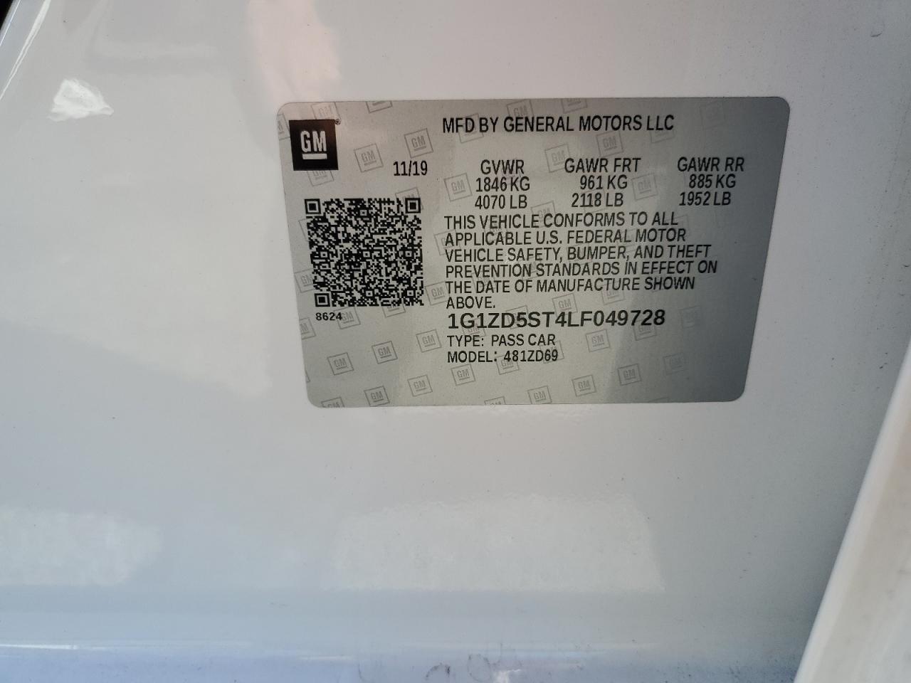 2020 Chevrolet Malibu VIN 1G1ZD5ST4LF049728 Copart auction photo, front end damage thumbnail 13