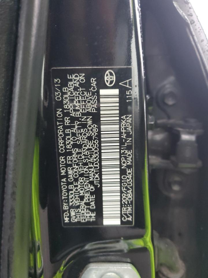 2013 Toyota Yaris VIN JTDKTUD33DD567989 Copart auction photo, all over damage thumbnail 12