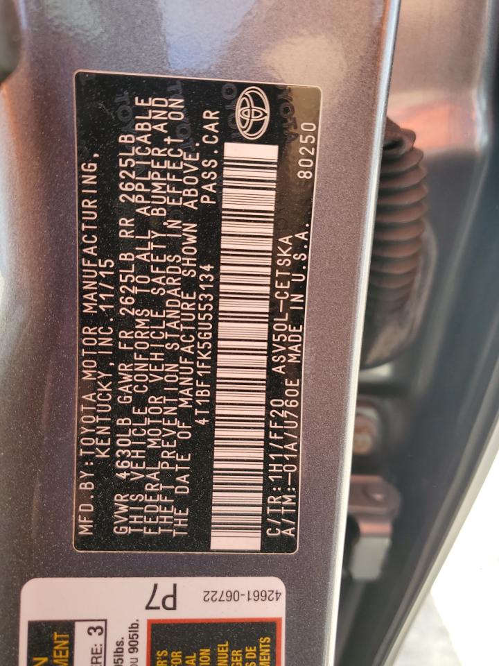 2016 Toyota Camry VIN 4T1BF1FK5GU553134 Copart auction photo, front end / minor dent/scratches damage thumbnail 13