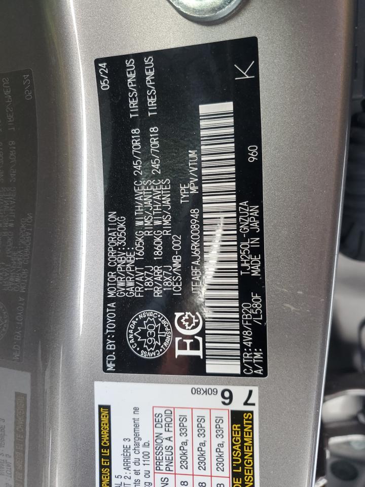 2024 Toyota Land Cruiser VIN JTEABFAJ6RK008948 Copart auction photo, all over damage thumbnail 12