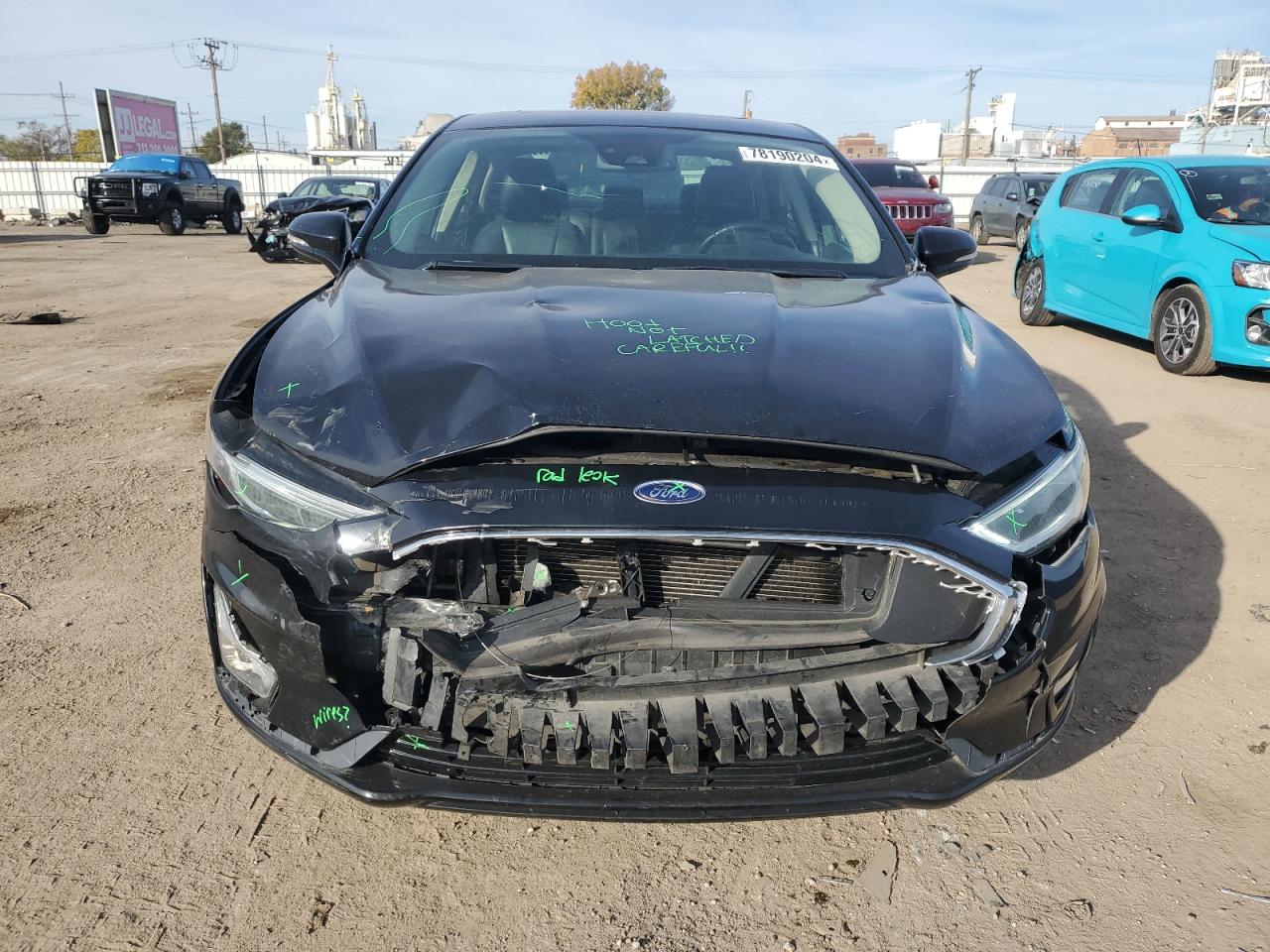 2019 Ford Fusion VIN 3FA6P0D98KR184756 Copart auction photo, front end damage thumbnail 5
