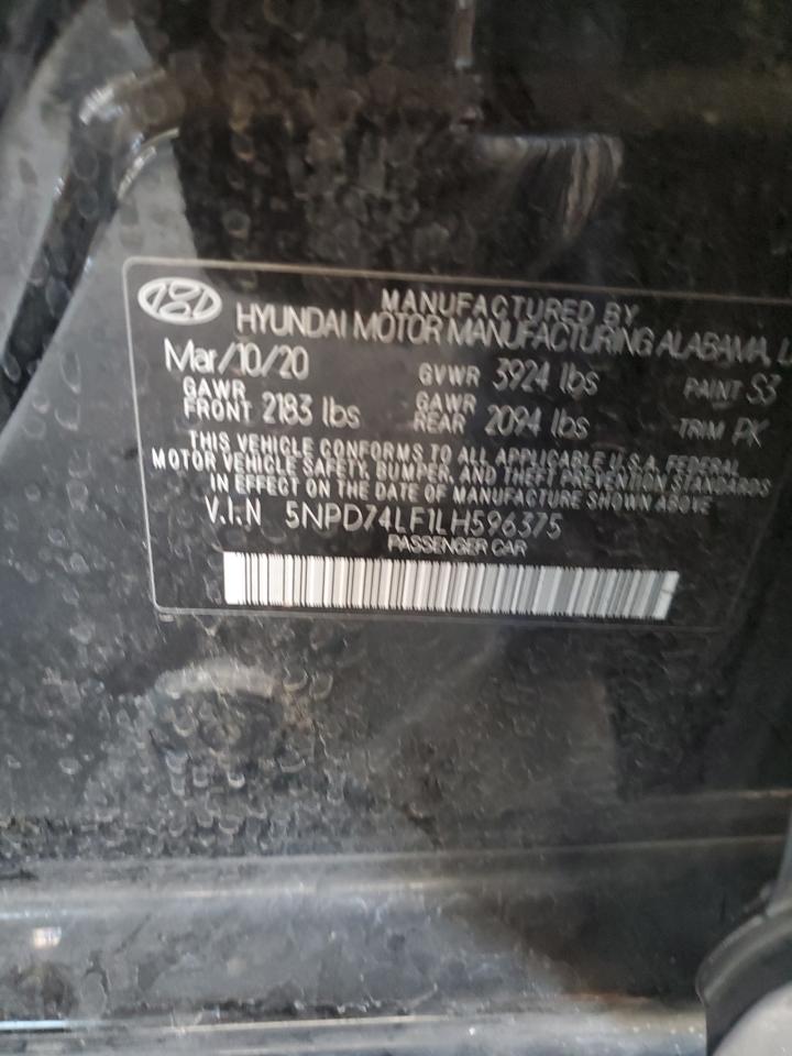 2020 Hyundai Elantra VIN 5NPD74LF1LH596375 Copart auction photo, front end damage thumbnail 13