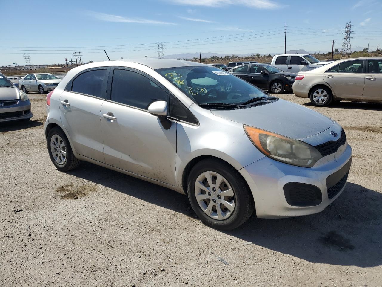 2013 KIA Rio VIN KNADM5A33D6291833 Copart auction photo, side damage thumbnail 4