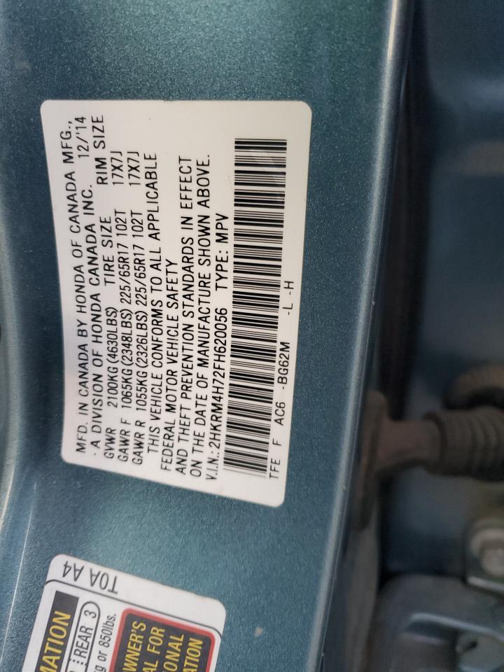 2015 Honda CR-V VIN 2HKRM4H72FH620056 Copart auction photo, front end damage thumbnail 15