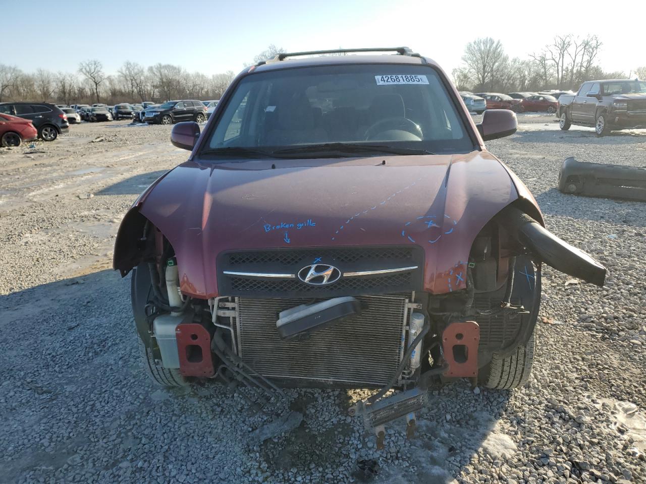 2008 Hyundai Tucson VIN KM8JN12D68U820689 Copart auction photo, front end damage thumbnail 5