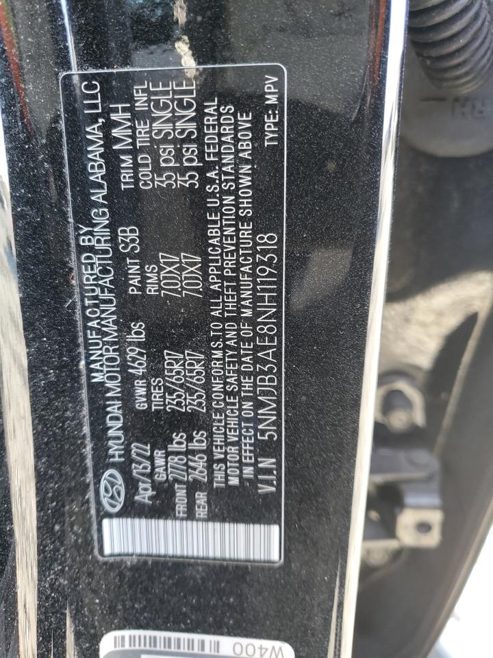 2022 Hyundai Tucson VIN 5NMJB3AE8NH119318 Copart auction photo, side damage thumbnail 14