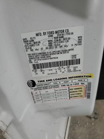 2012 Ford F-150 VIN 1FTFW1E65CFB07834 Copart auction photo, front end / rear end damage thumbnail 12