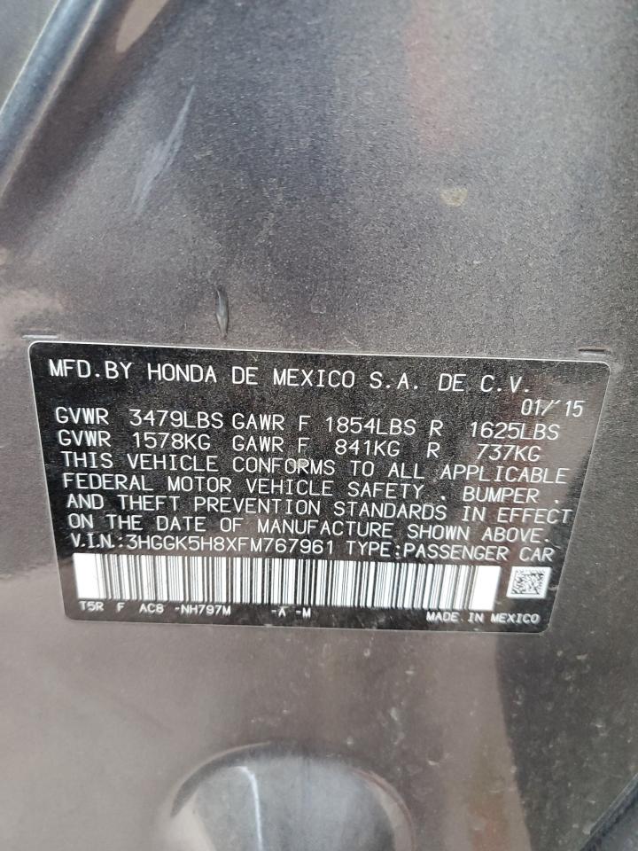 2015 Honda Fit VIN 3HGGK5H8XFM767961 Copart auction photo, front end damage thumbnail 12