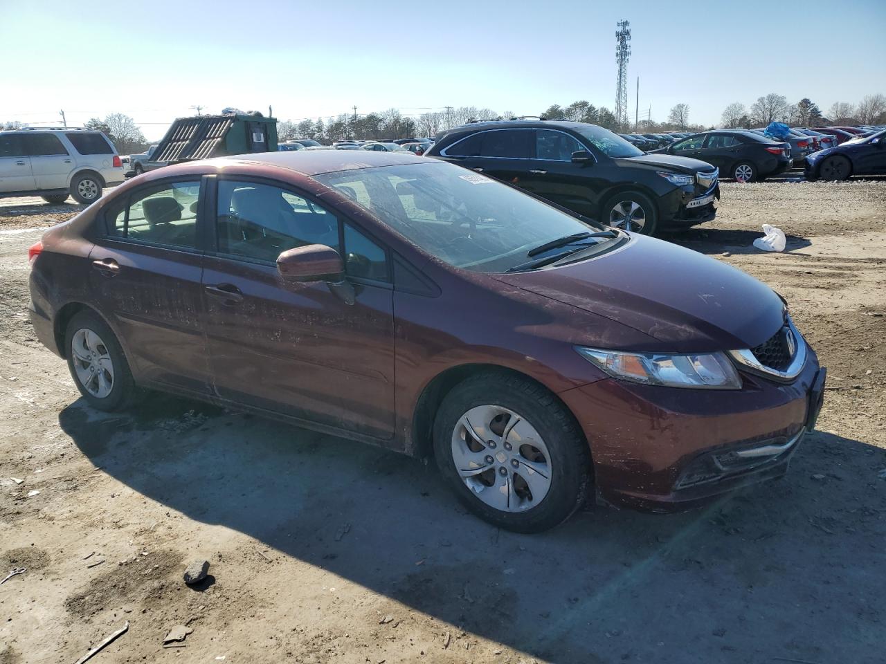 2014 Honda Civic VIN 2HGFB2F55EH522355 Copart auction photo, side / front end damage thumbnail 4