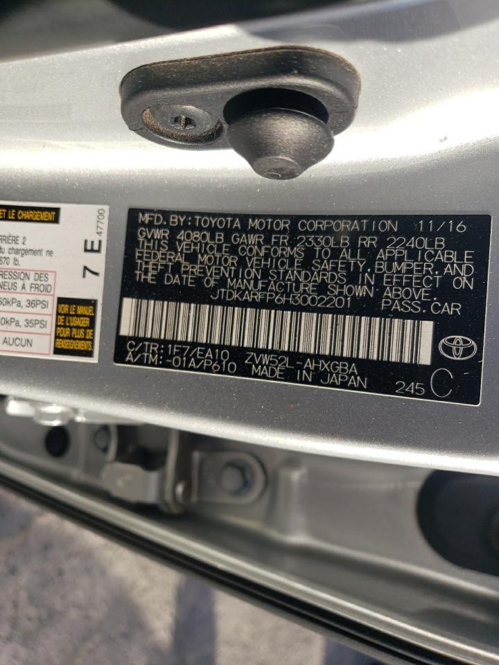 2017 Toyota Prius VIN JTDKARFP6H3002201 Copart auction photo, front end damage thumbnail 13