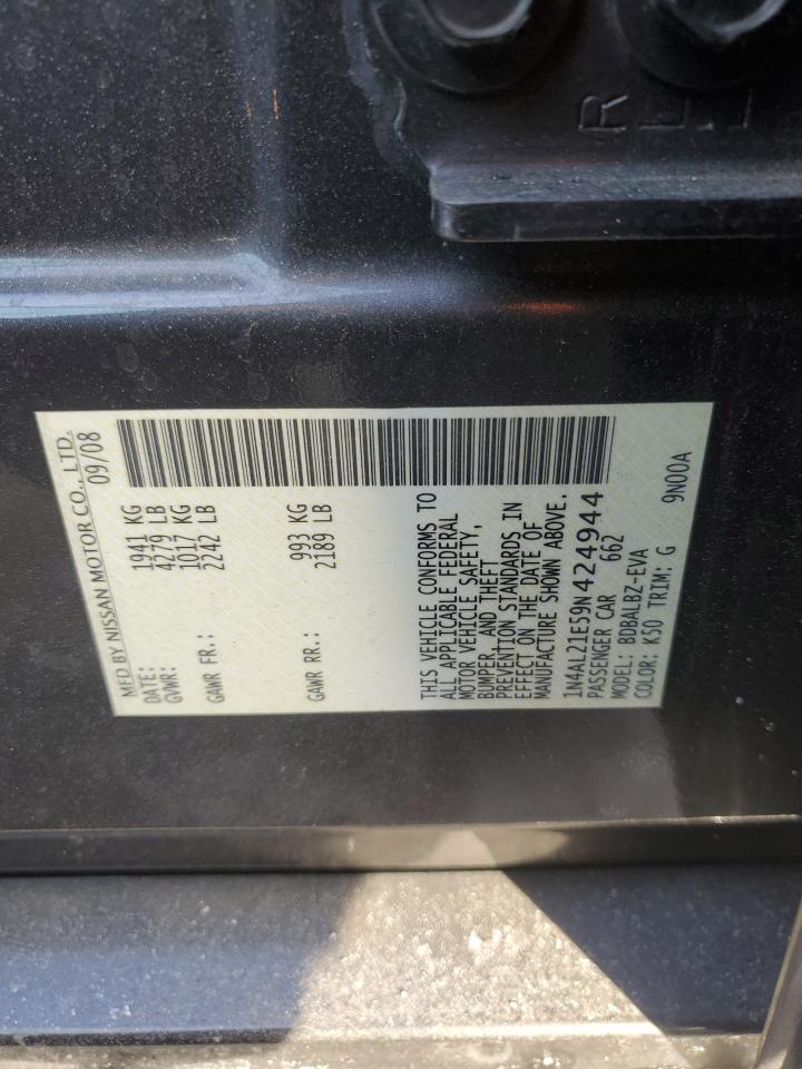 2009 Nissan Altima VIN 1N4AL21E59N424944 Copart auction photo, front end damage thumbnail 13