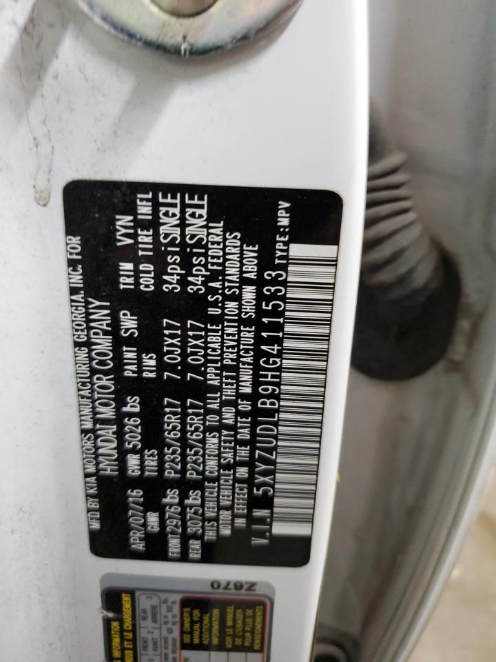 2017 Hyundai Santa Fe VIN 5XYZUDLB9HG411533 Copart auction photo, front end damage thumbnail 13
