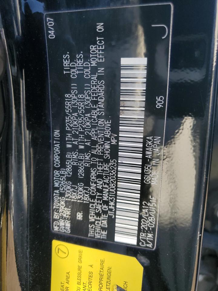 2008 Lexus RX VIN JTJHK31U082036235 Copart auction photo, hail / front end damage thumbnail 15
