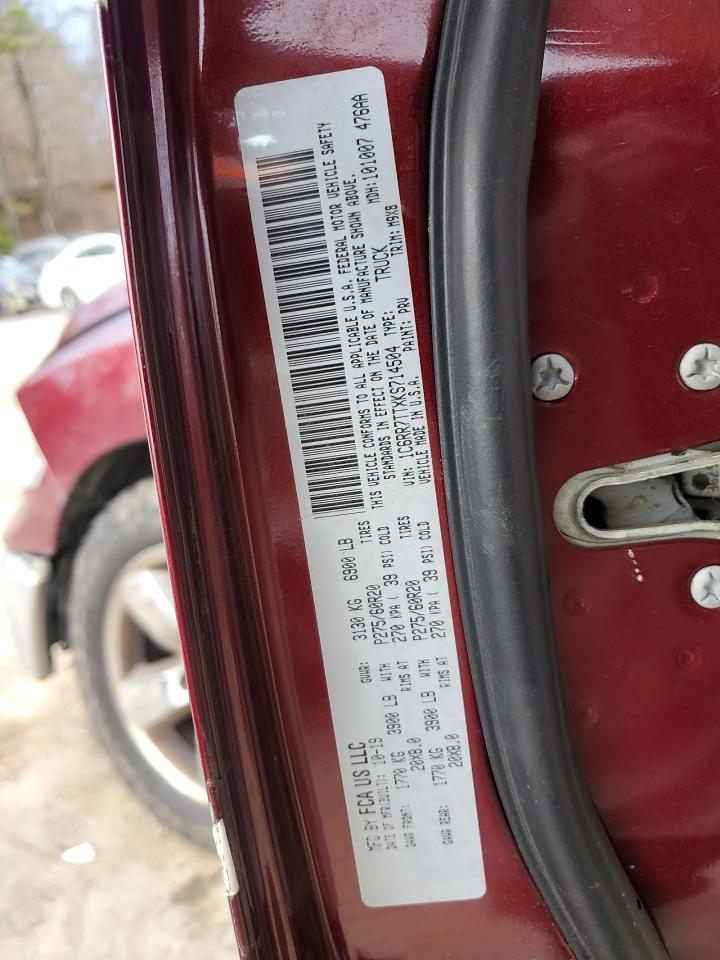 2019 RAM 1500 VIN 1C6RR7TTXKS714504 Copart auction photo, all over / undercarriage damage thumbnail 12