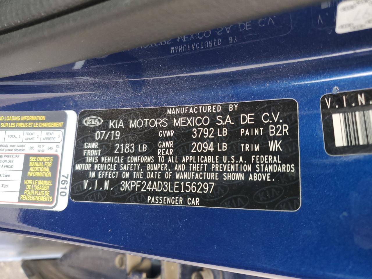 2020 KIA Forte VIN 3KPF24AD3LE156297 Copart auction photo, front end damage thumbnail 12