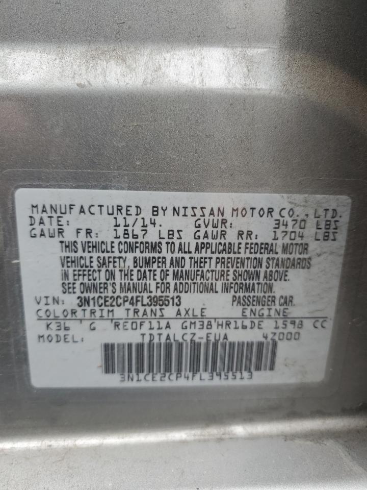 2015 Nissan Versa VIN 3N1CE2CP4FL395513 Copart auction photo, front end damage thumbnail 12