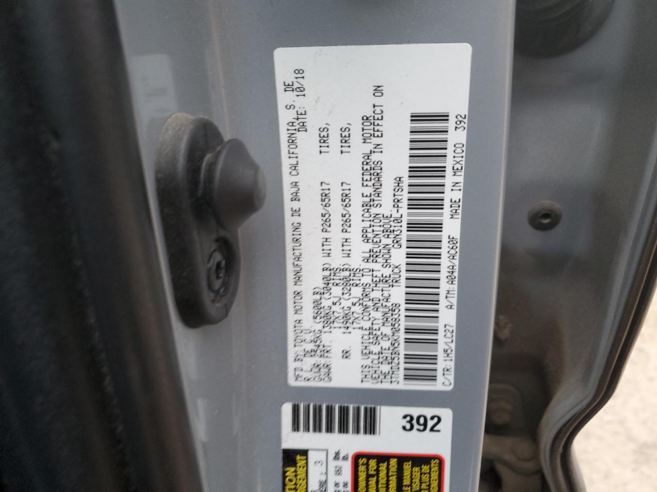 2019 Toyota Tacoma VIN 3TMDZ5BN5KM058358 Copart auction photo, side damage thumbnail 12