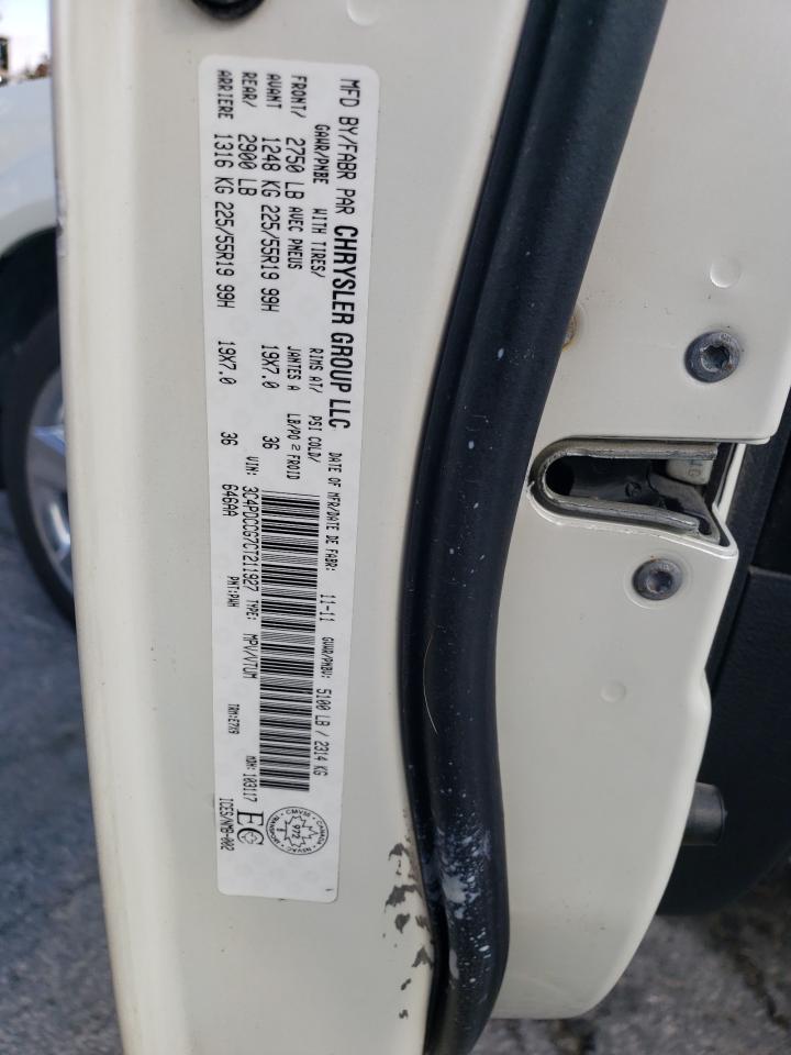 2012 Dodge Journey VIN 3C4PDCCG7CT211927 Copart auction photo, hail / minor dent/scratches damage thumbnail 13