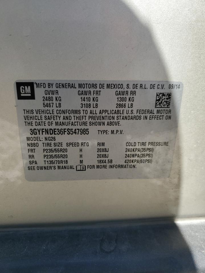 2015 Cadillac SRX VIN 3GYFNDE36FS547985 Copart auction photo, front end / minor dent/scratches damage thumbnail 16