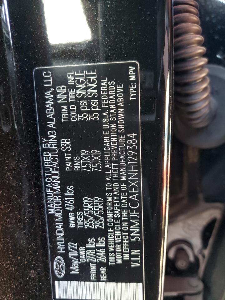 2022 Hyundai Tucson VIN 5NMJFCAEXNH129384 Copart auction photo, front end damage thumbnail 13