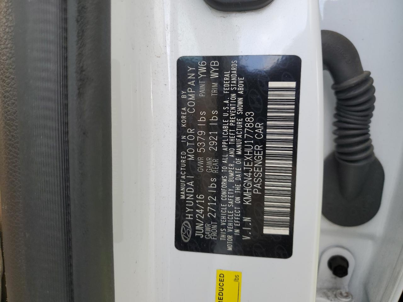 2017 Genesis G80 VIN KMHGN4JEXHU177883 Copart auction photo, rear end damage thumbnail 13