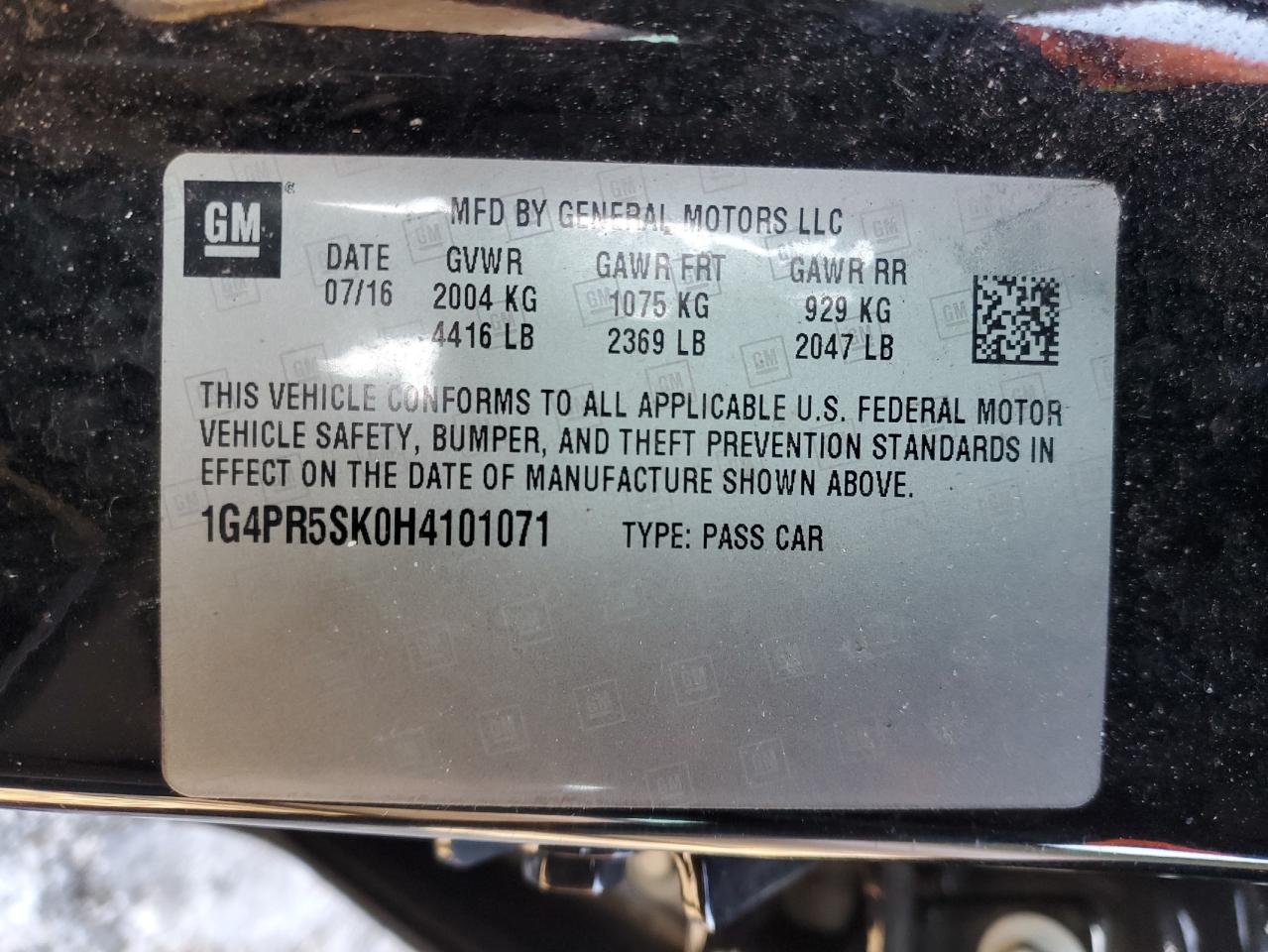 2017 Buick Verano VIN 1G4PR5SK0H4101071 Copart auction photo, all over damage thumbnail 12