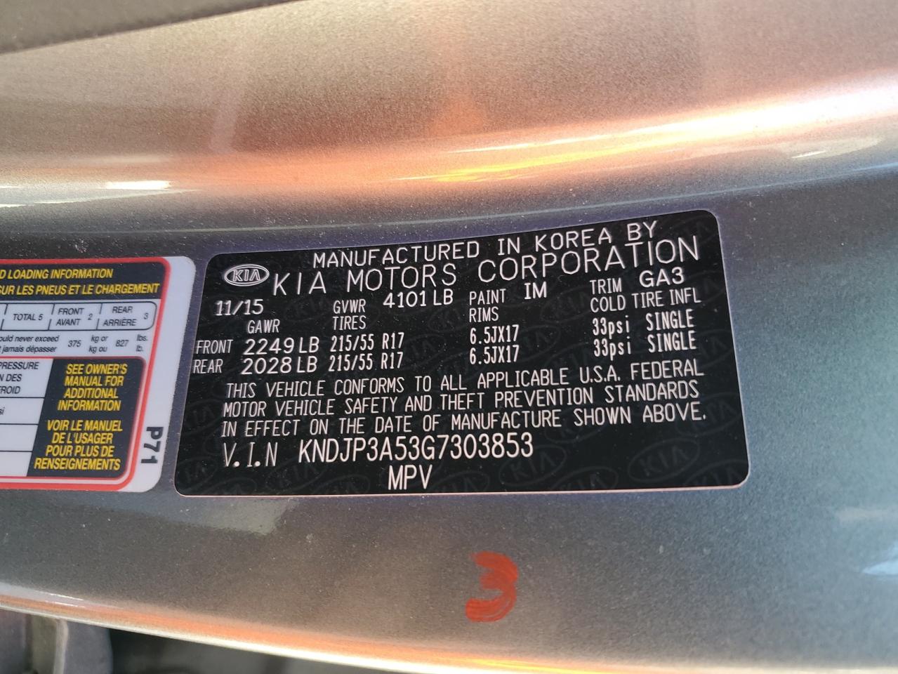 2016 KIA Soul VIN KNDJP3A53G7303853 Copart auction photo, front end damage thumbnail 14