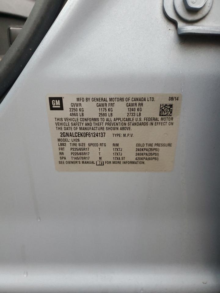 2015 Chevrolet Equinox VIN 2GNALCEK0F6124137 Copart auction photo, side / hail damage thumbnail 15