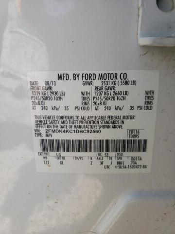 2013 Ford Edge VIN 2FMDK4KC1DBC92560 Copart auction photo, front end damage thumbnail 13