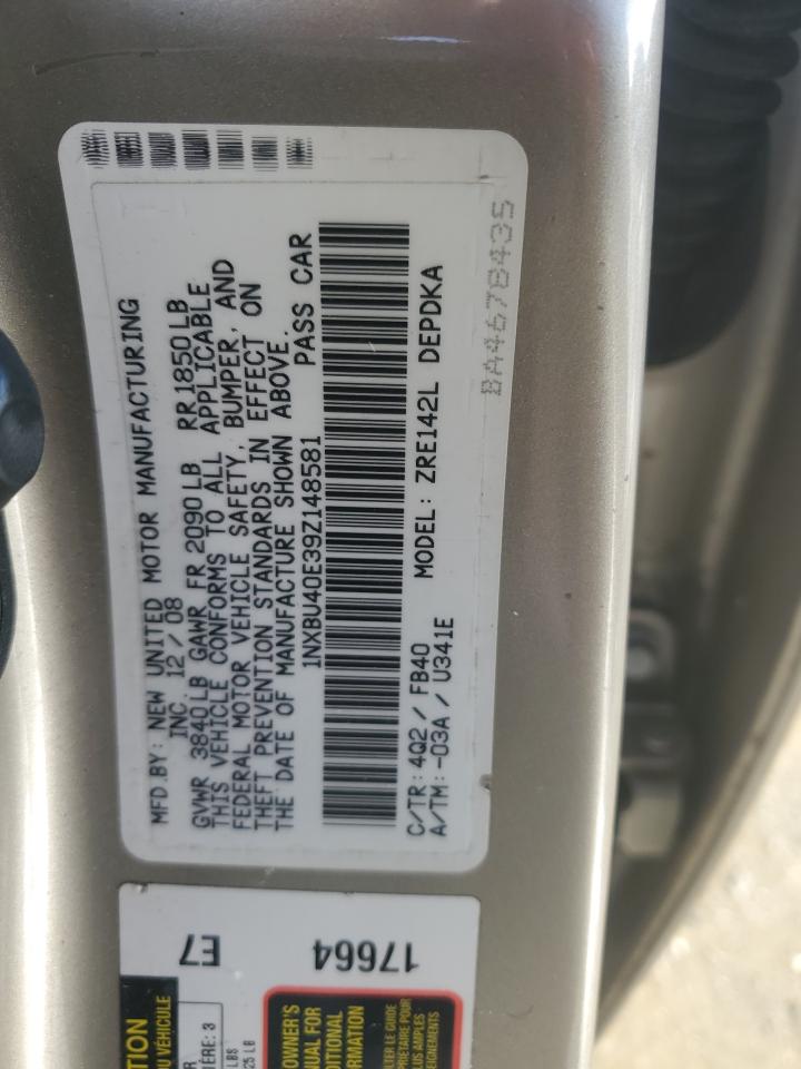2009 Toyota Corolla VIN 1NXBU40E39Z148581 Copart auction photo, side / front end damage thumbnail 14