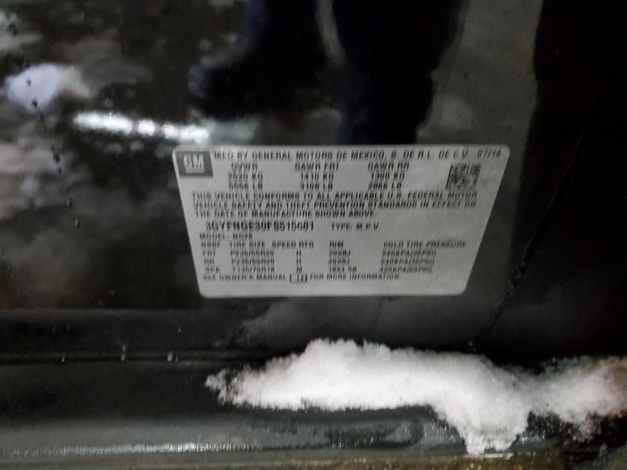 2015 Cadillac SRX VIN 3GYFNGE30FS515681 Copart auction photo, side / front end damage thumbnail 12