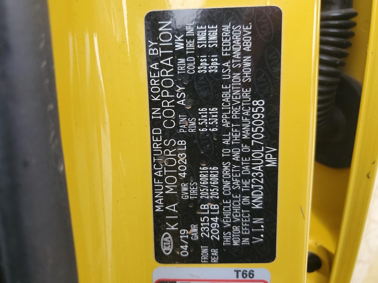 2020 KIA Soul VIN KNDJ23AU0L7050958 Copart auction photo, all over damage thumbnail 16