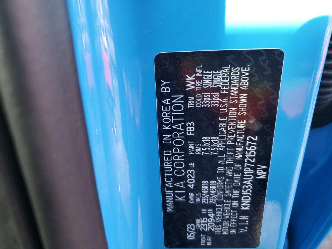2023 KIA Soul VIN KNDJ53AU1P7215672 Copart auction photo, front end damage thumbnail 12