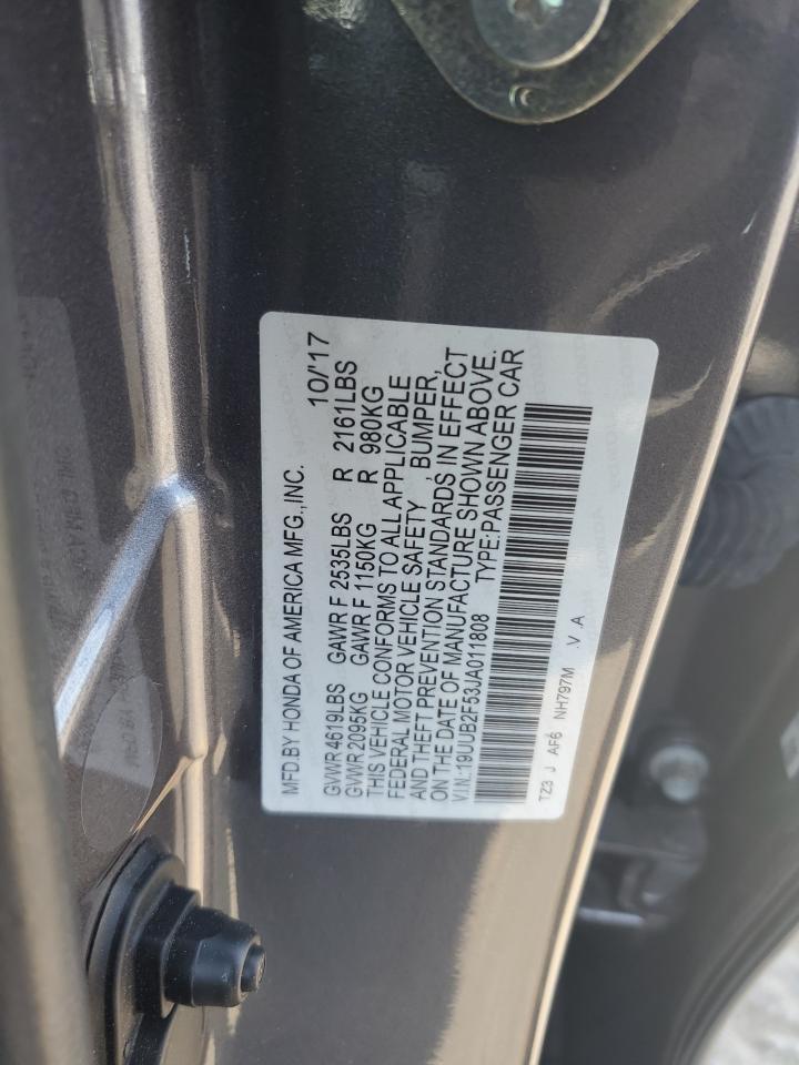 2018 Acura TLX VIN 19UUB2F53JA011808 Copart auction photo, front end / rear end damage thumbnail 14