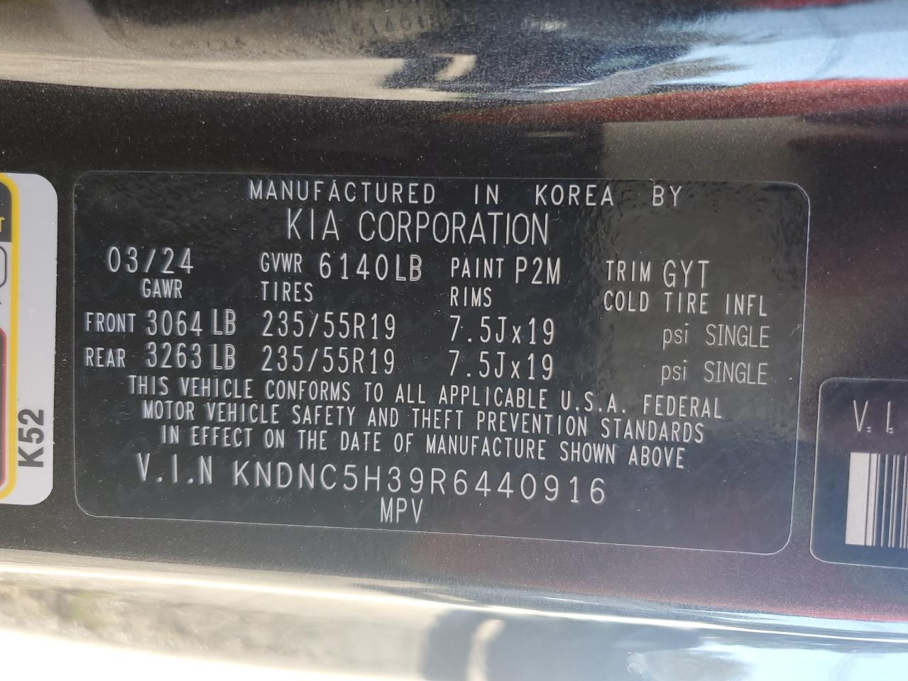 2024 KIA Carnival VIN KNDNC5H39R6440916 Copart auction photo, side damage thumbnail 16