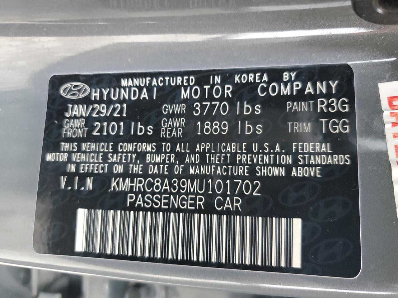 2021 Hyundai Venue VIN KMHRC8A39MU101702 Copart auction photo, front end / undercarriage damage thumbnail 13
