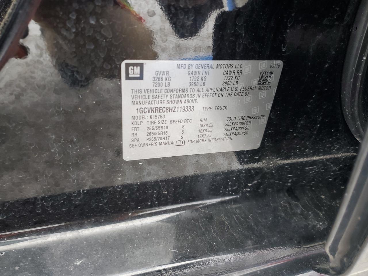 2017 Chevrolet Silverado VIN 1GCVKREC8HZ119333 Copart auction photo, front end damage thumbnail 15