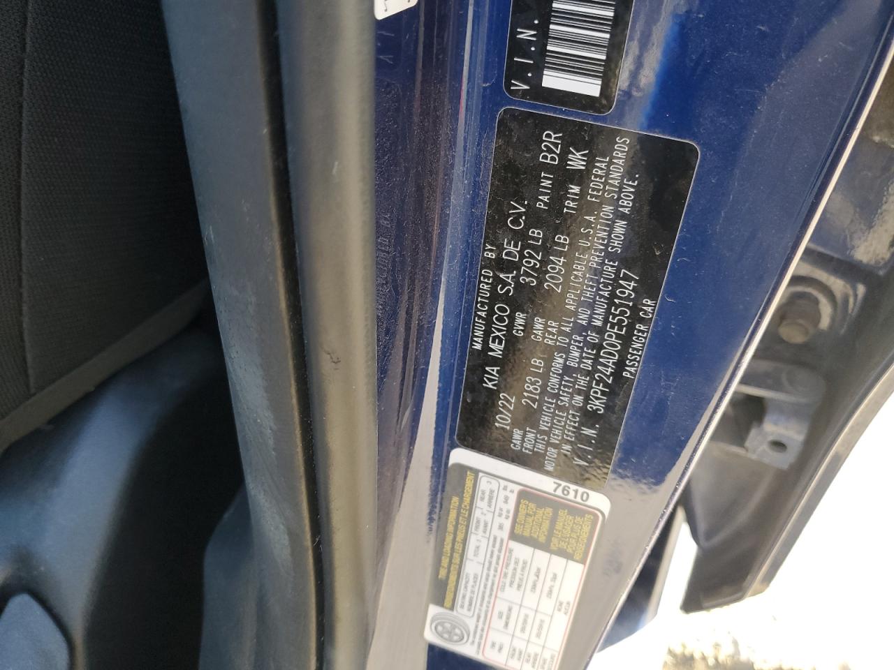 2023 KIA Forte VIN 3KPF24AD0PE551947 Copart auction photo, vandalism / front end damage thumbnail 12