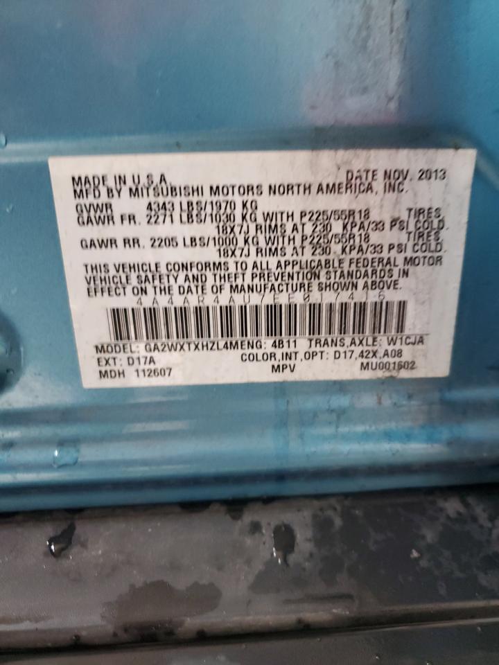 2014 Mitsubishi Outlander VIN 4A4AR4AU7EE017416 Copart auction photo, front end damage thumbnail 14