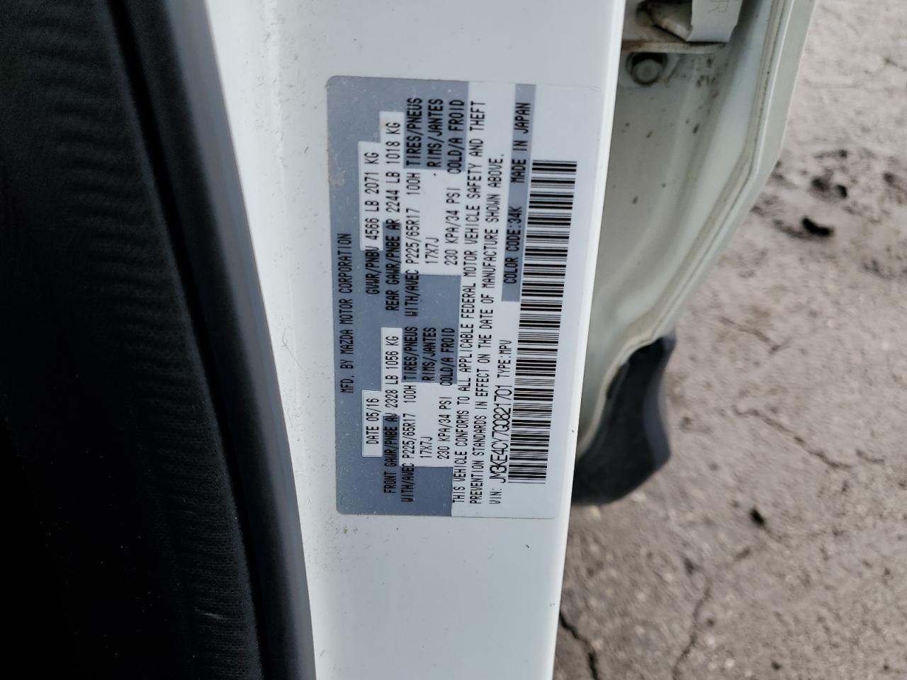 2016 Mazda CX-5 VIN JM3KE4CY7G0821701 Copart auction photo, rear end damage thumbnail 13