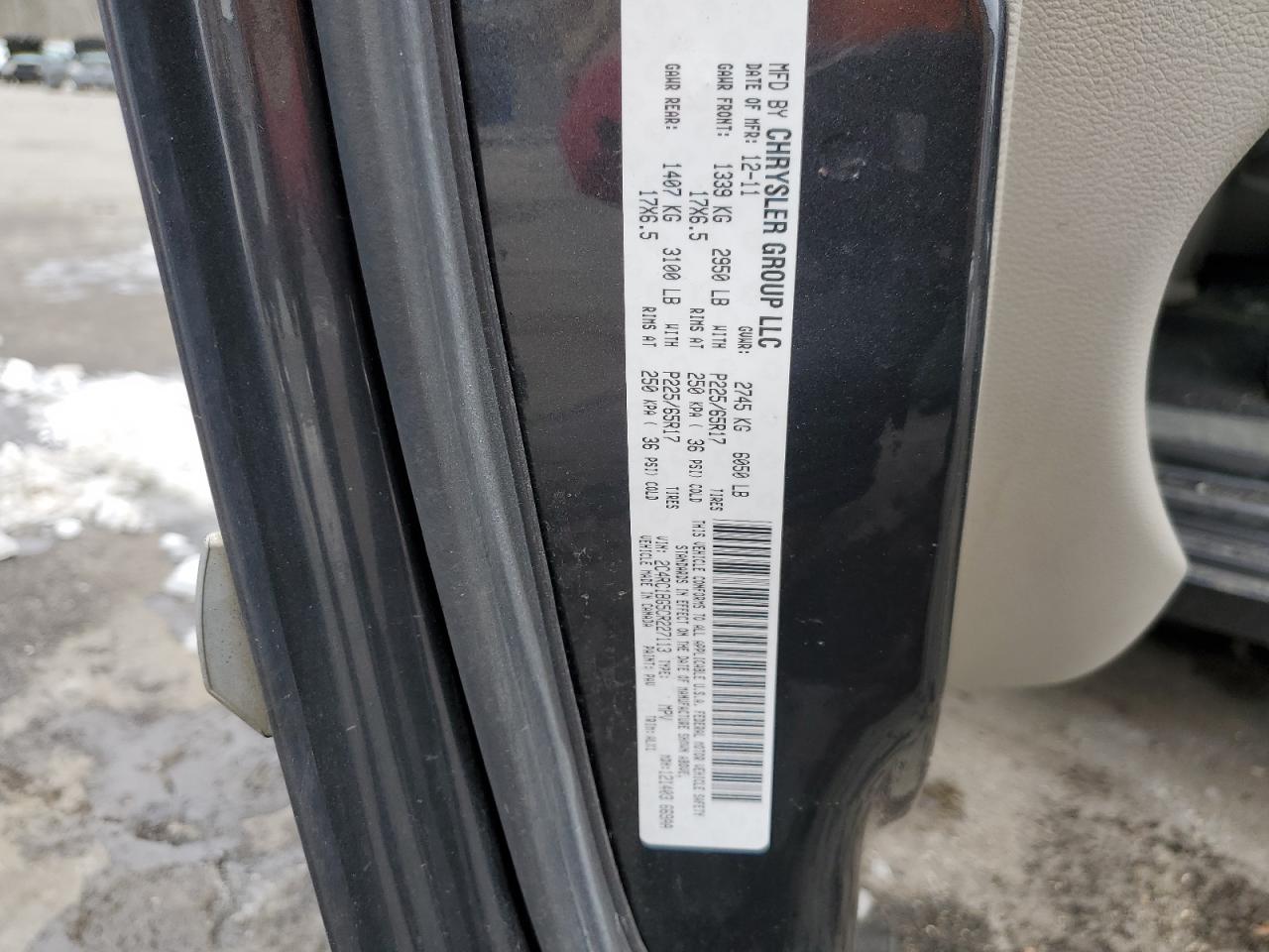 2012 Chrysler Town & Country VIN 2C4RC1BG5CR227113 Copart auction photo, rear end damage thumbnail 15