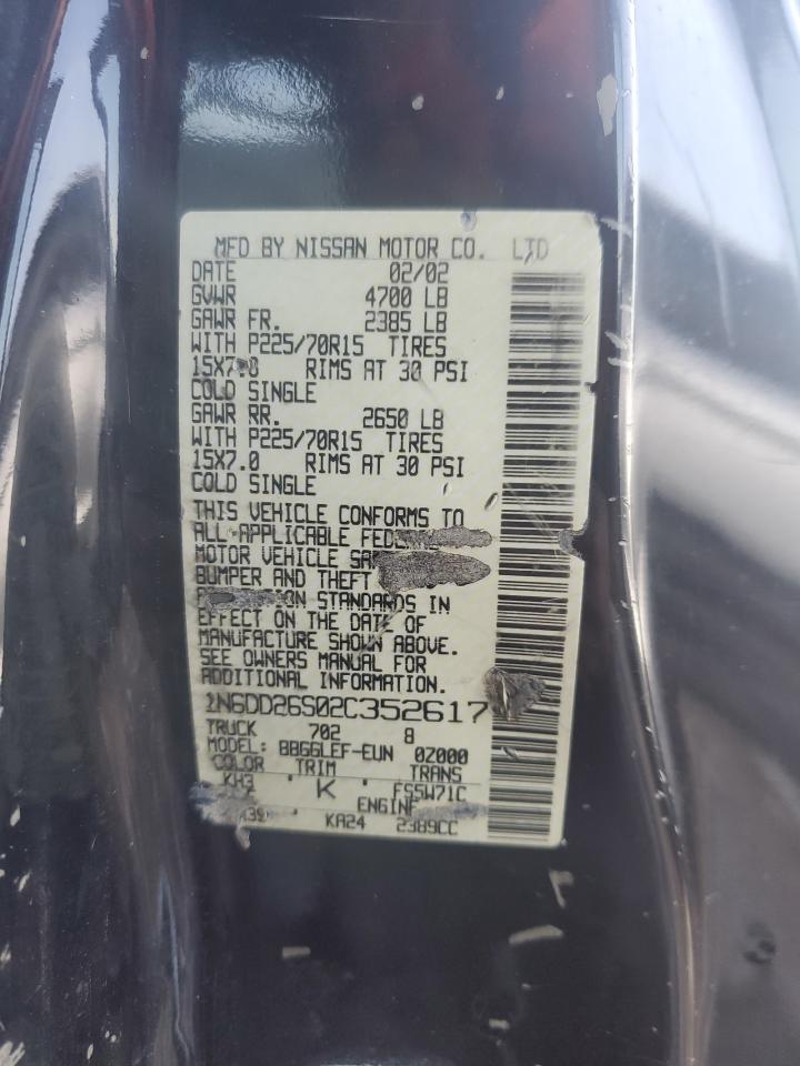 2002 Nissan Navara (Frontier) VIN 1N6DD26S02C352617 Copart auction photo, front end / rear end damage thumbnail 12