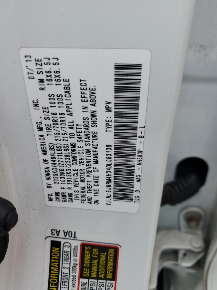 2013 Honda CR-V VIN 5J6RM4H34DL083139 Copart auction photo, front end damage thumbnail 14