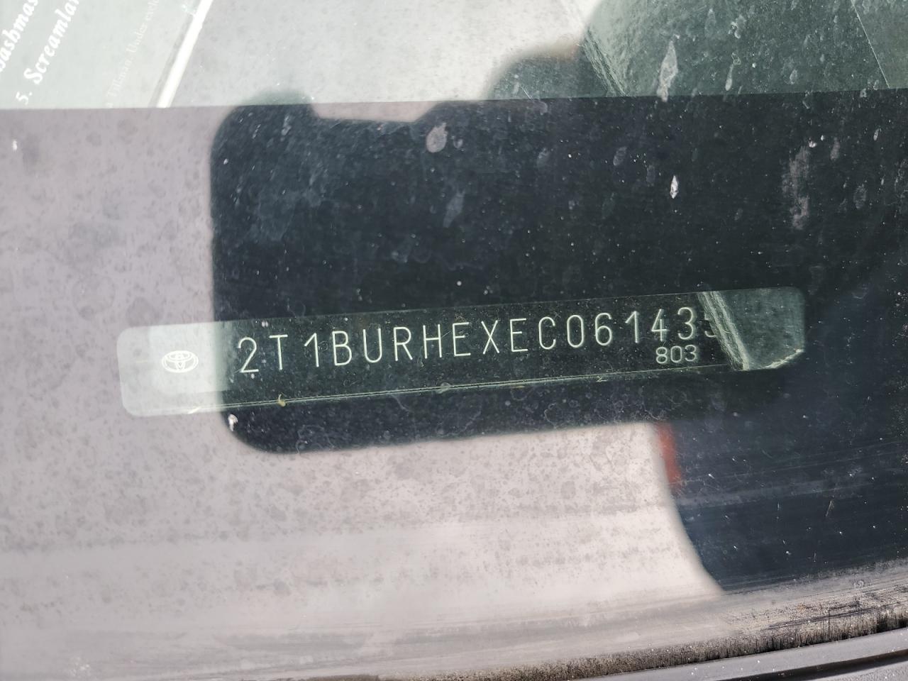 2014 Toyota Corolla VIN 2T1BURHEXEC061435 Copart auction photo, all over damage thumbnail 13