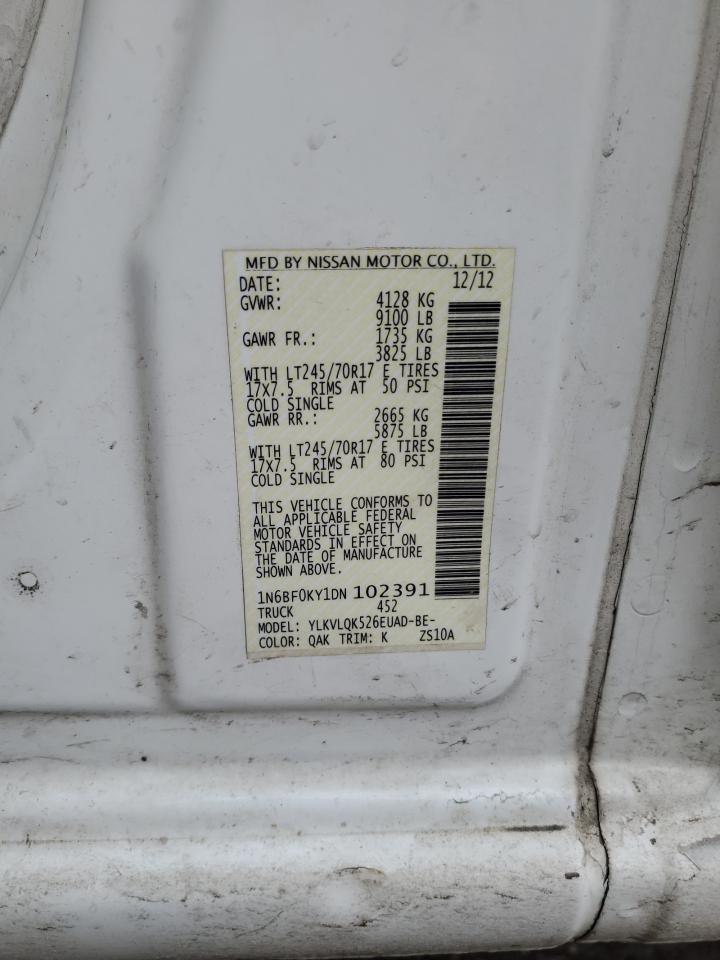 2013 Nissan NV VIN 1N6BF0KY1DN102391 Copart auction photo, front end / minor dent/scratches damage thumbnail 13