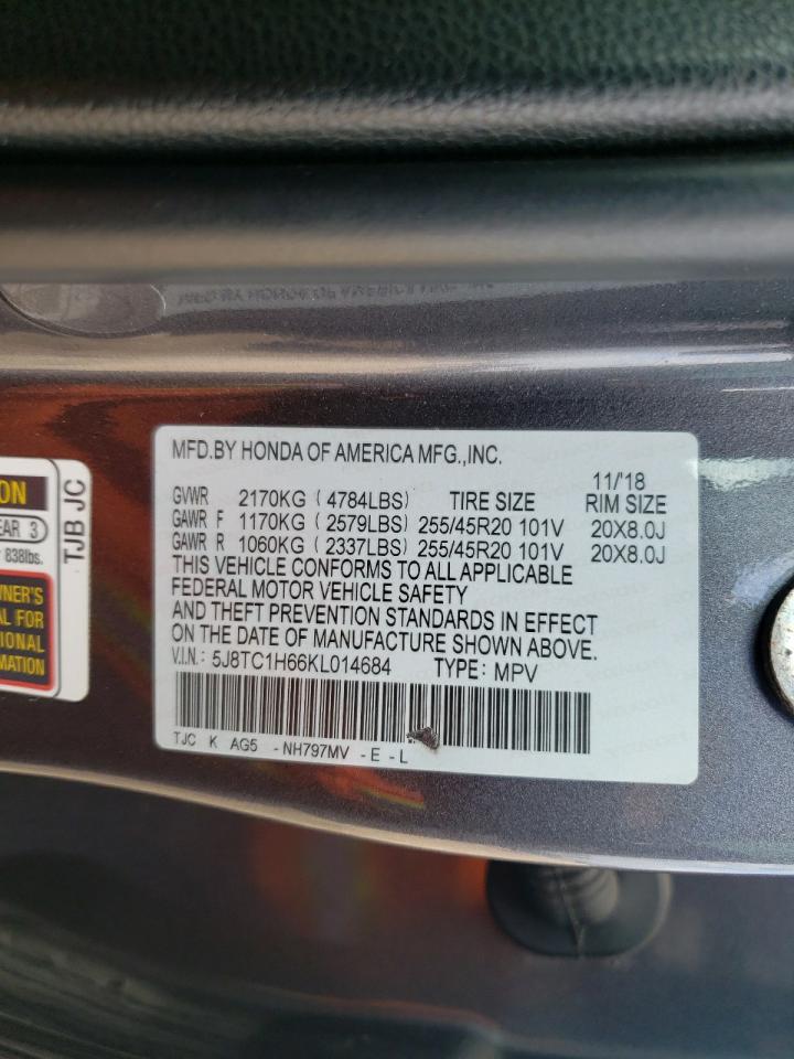 2019 Acura RDX VIN 5J8TC1H66KL014684 Copart auction photo, front end / mechanical damage thumbnail 14