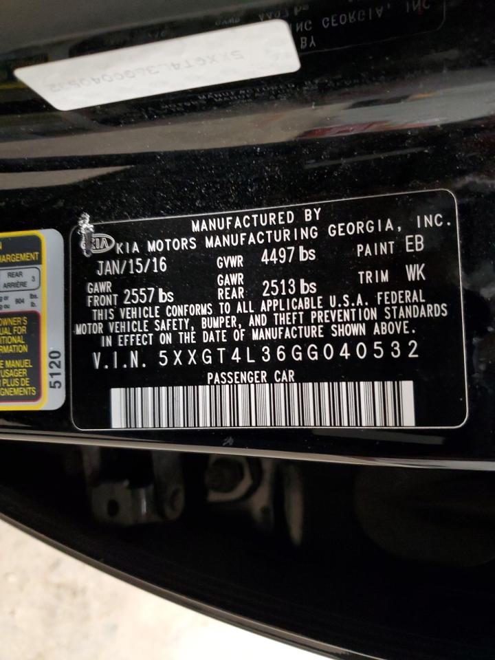 2016 KIA Optima VIN 5XXGT4L36GG040532 Copart auction photo, rear end damage thumbnail 12