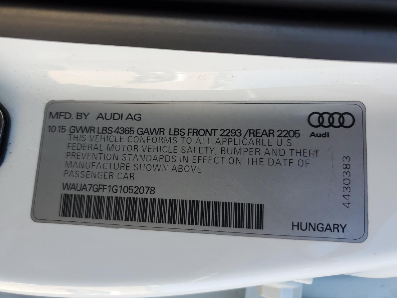 2016 Audi A3 VIN WAUA7GFF1G1052078 Copart auction photo, front end / side damage thumbnail 12