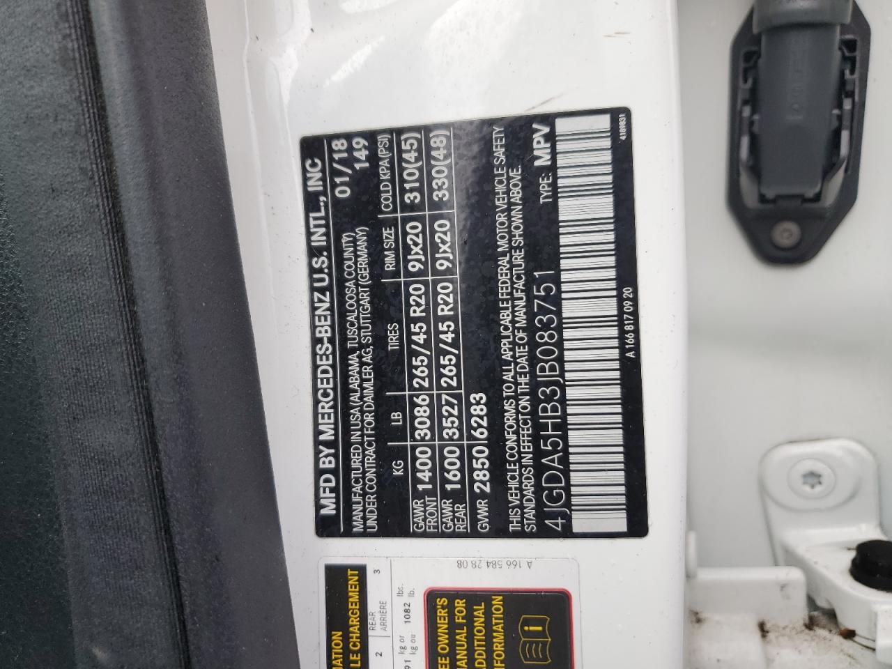 2018 Mercedes-Benz GLE VIN 4JGDA5HB3JB083751 Copart auction photo, front end damage thumbnail 13